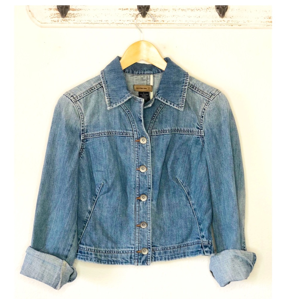 Calvin Klein Jeans Blue Denim Cropped Jacket Size Medium